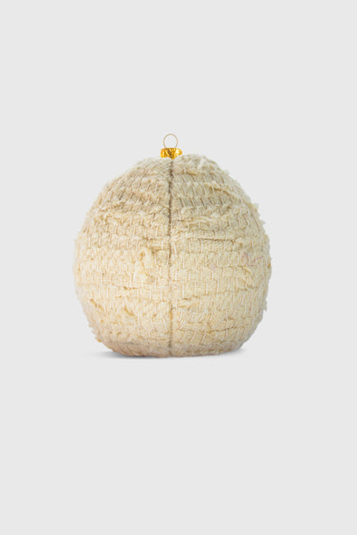 Ruxandra, organic shaped globe, giant tree ornament, crafted in textile, woven textile, 100% natural, pure white wool, undyed, classic style, Nordic,  beautiful