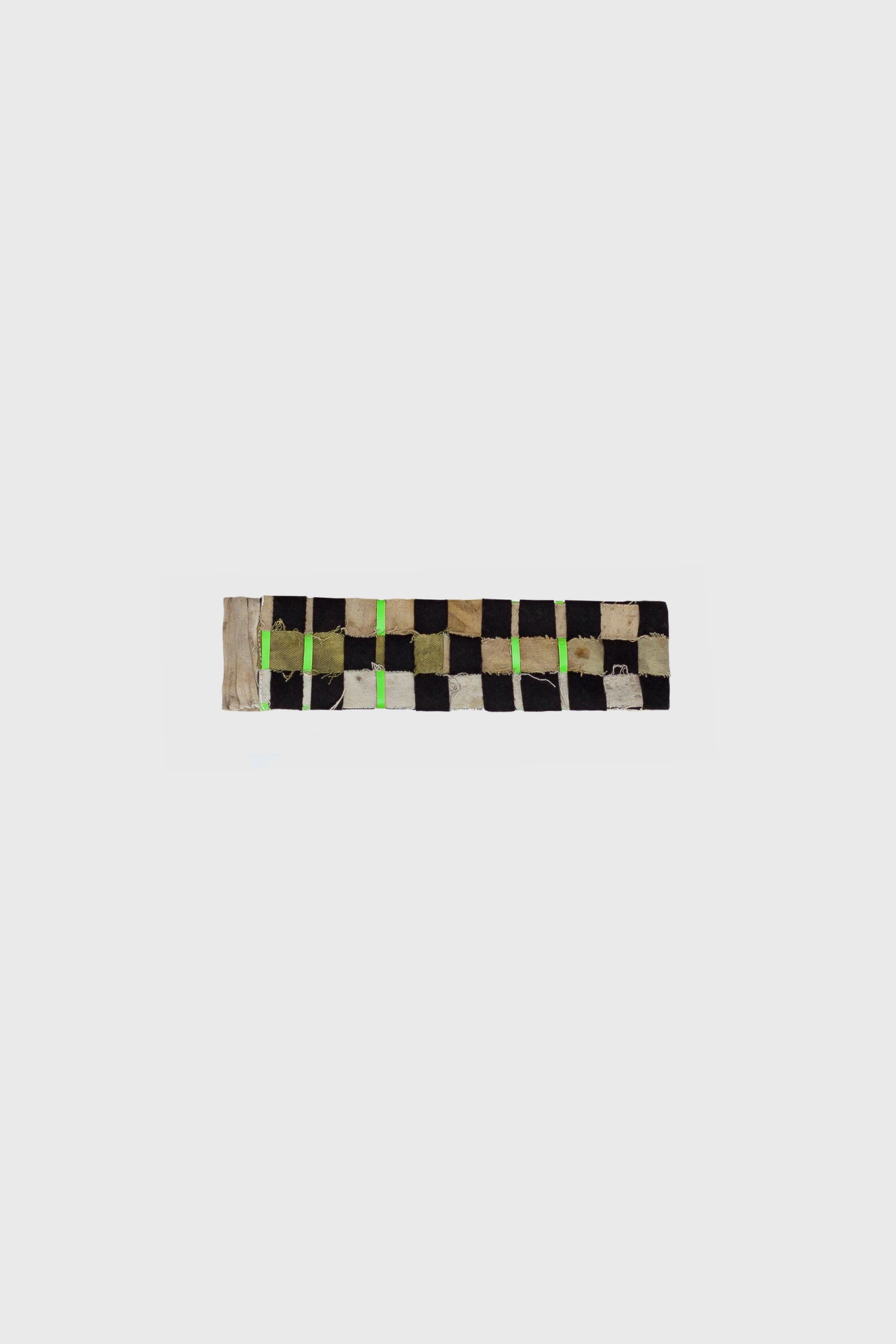 Woven hair band, style your hair with a healthy and natural solution, stay fashionable and chic, for stylish women, designed by Ruxandra, black green and earth tone checkers.