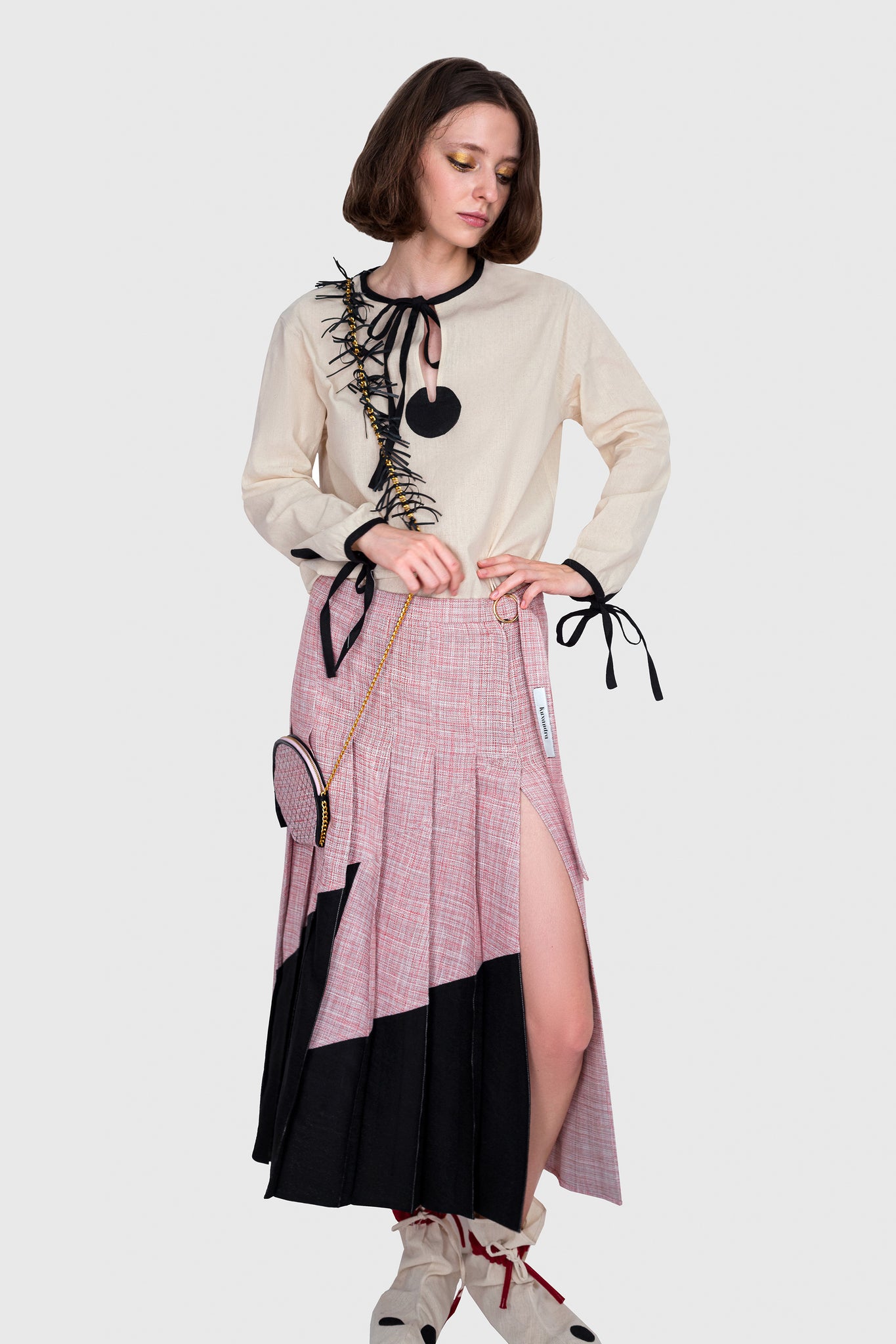 Z Pleated Skirt - Pink and  Black