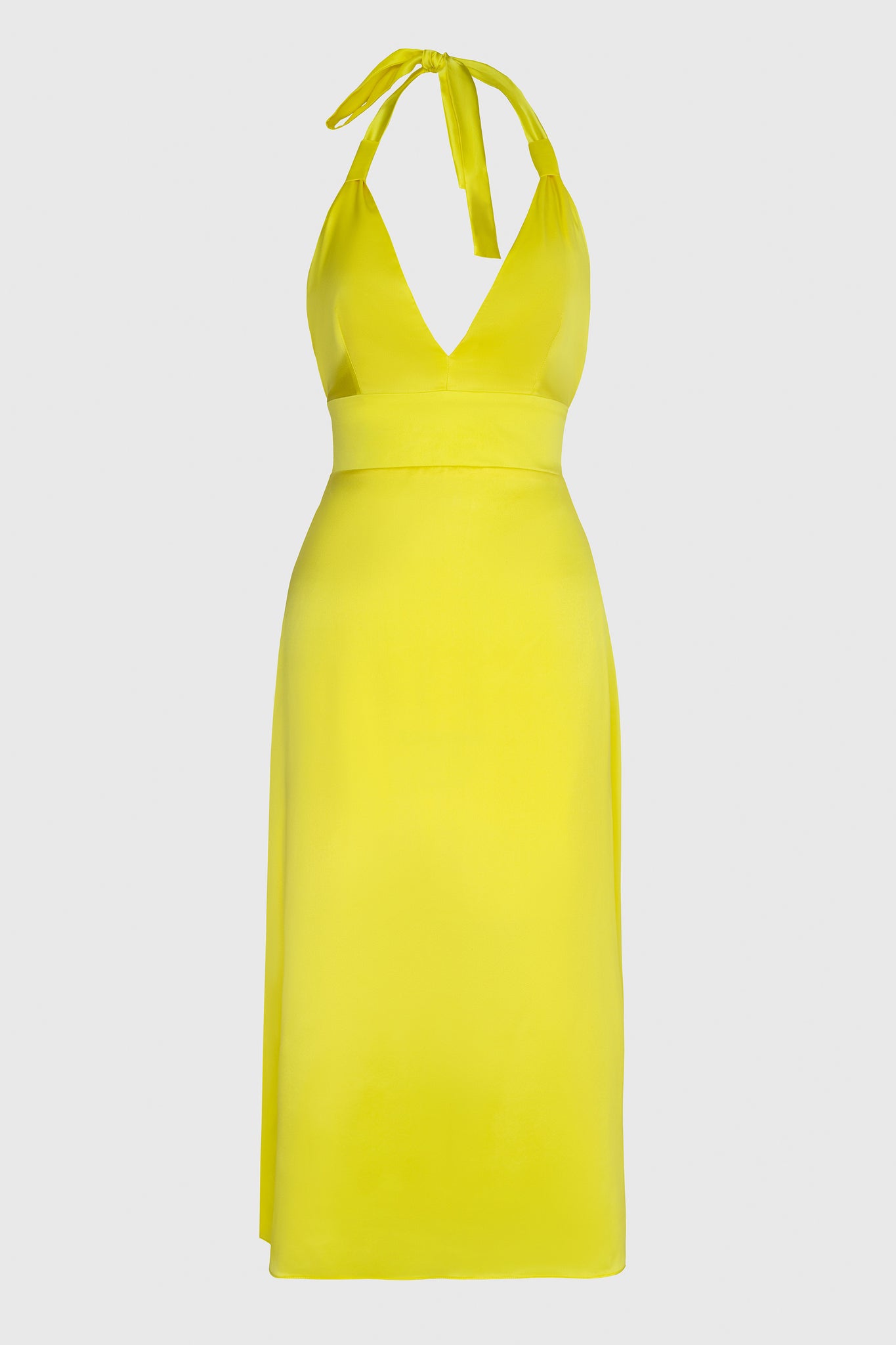 Backless Dress - Lemon Yellow Silk