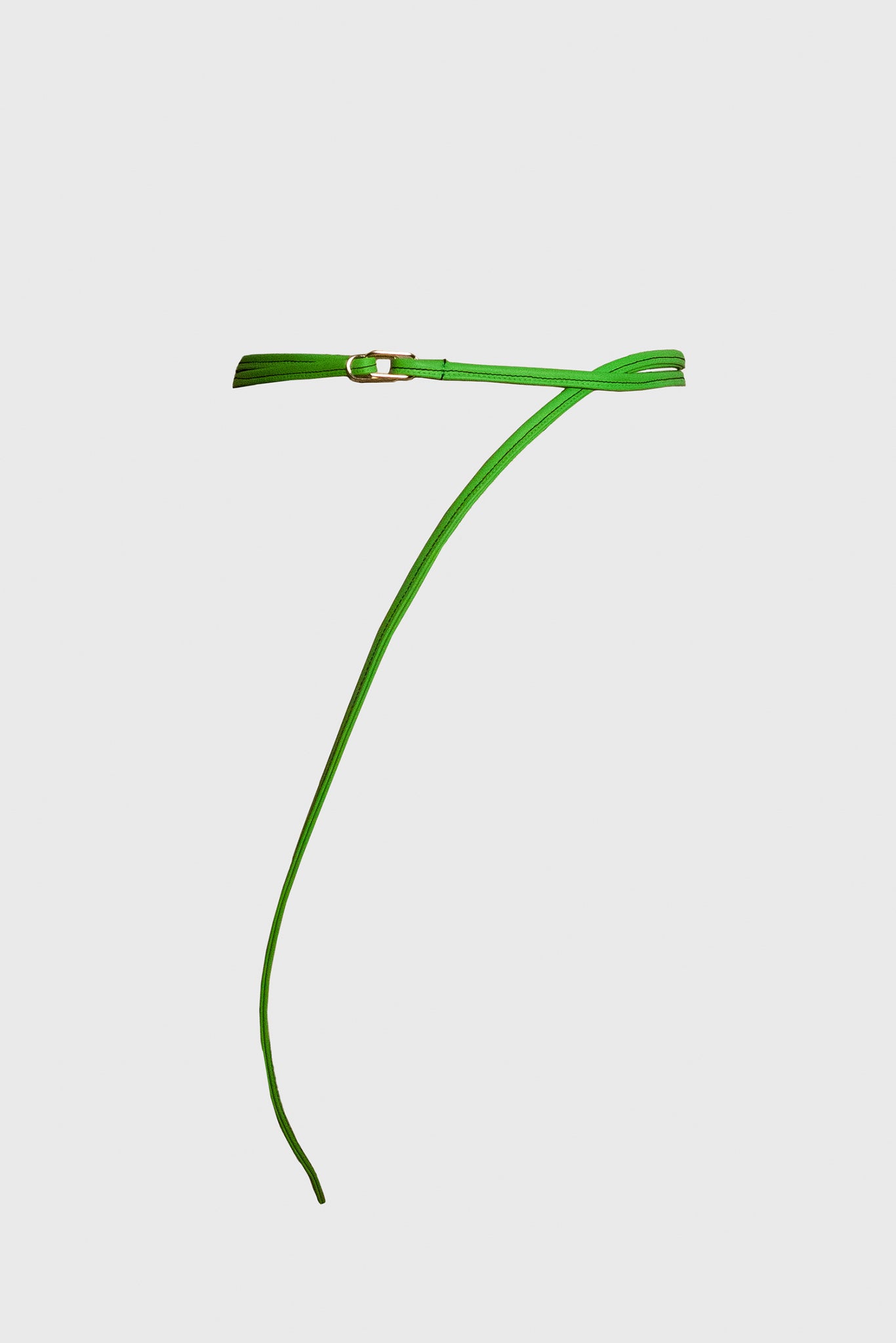 Green Leather String Belt - Thin