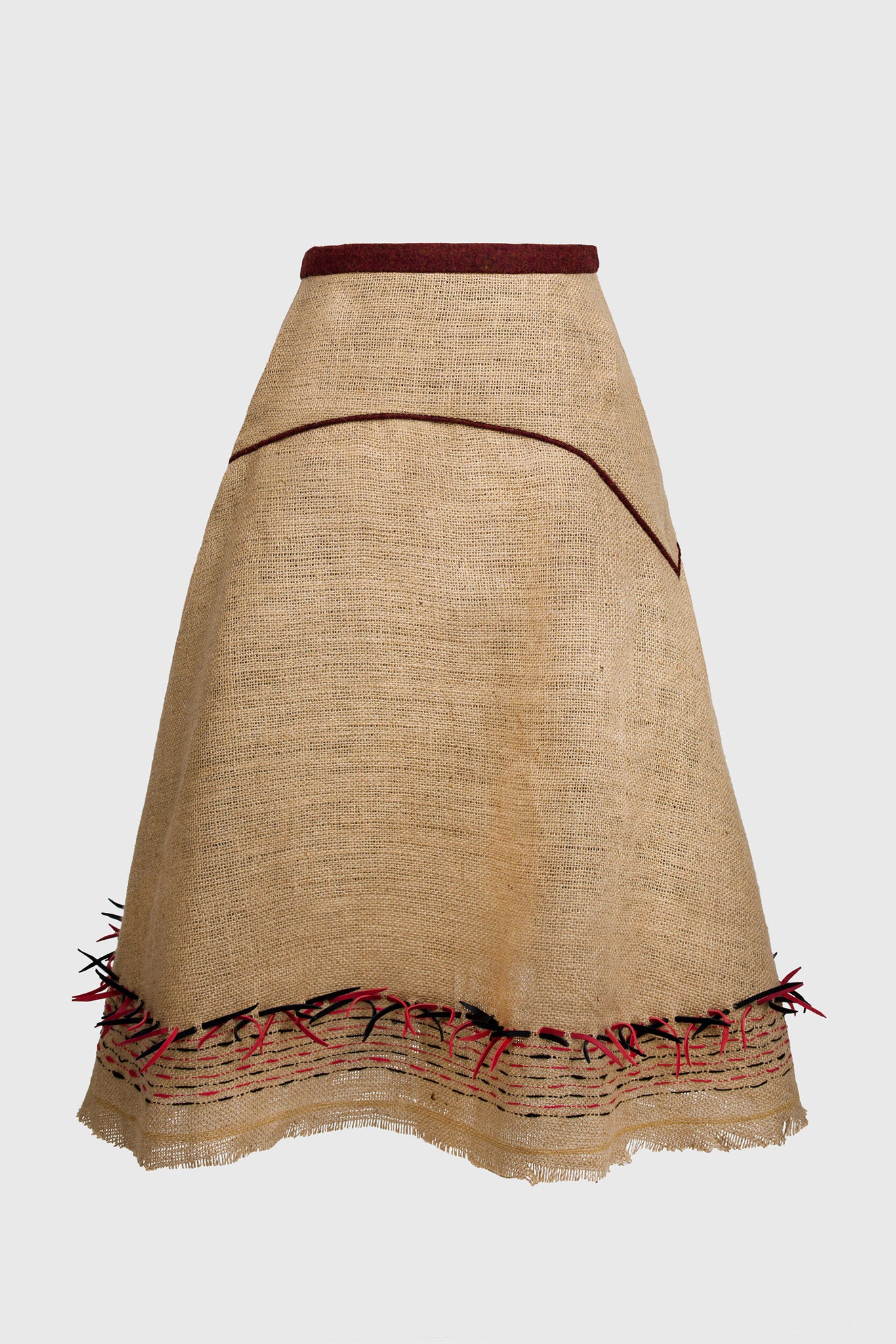 Clay Fitted Skirt with Yoke- Jute Canvas