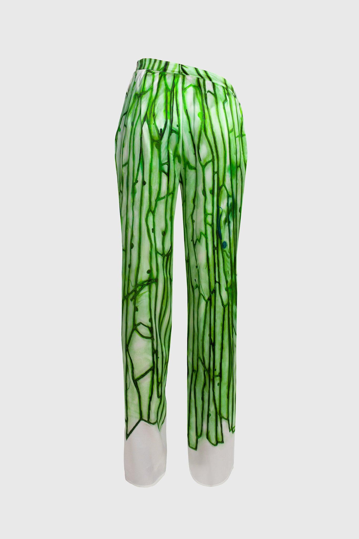 Amoeba Green Silk 'V' Cut Trousers