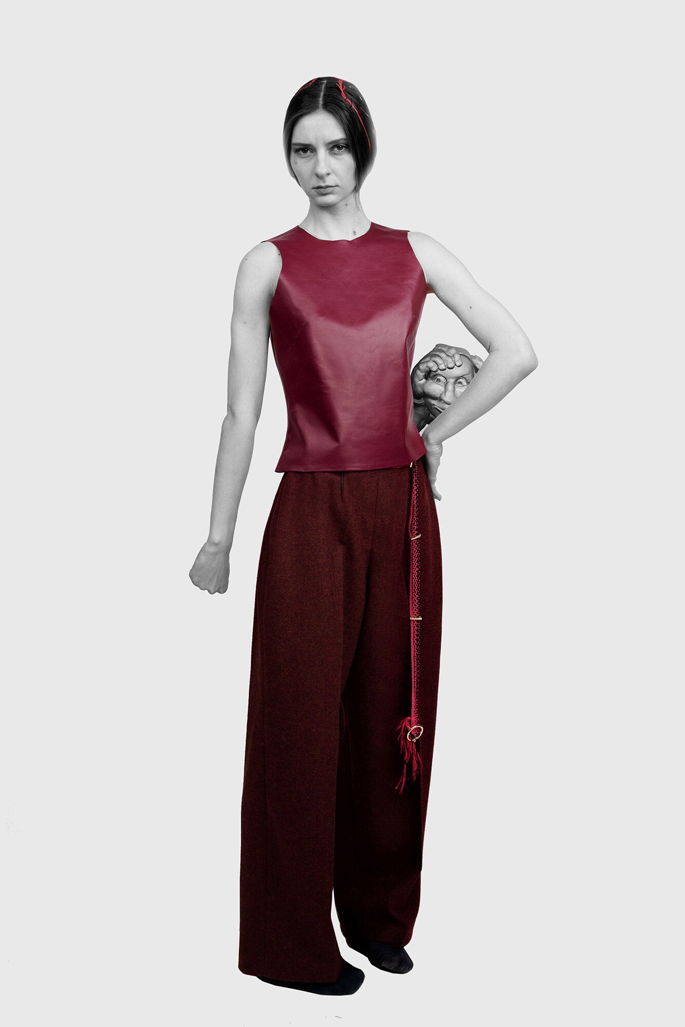 Red Virgin Wool Trousers