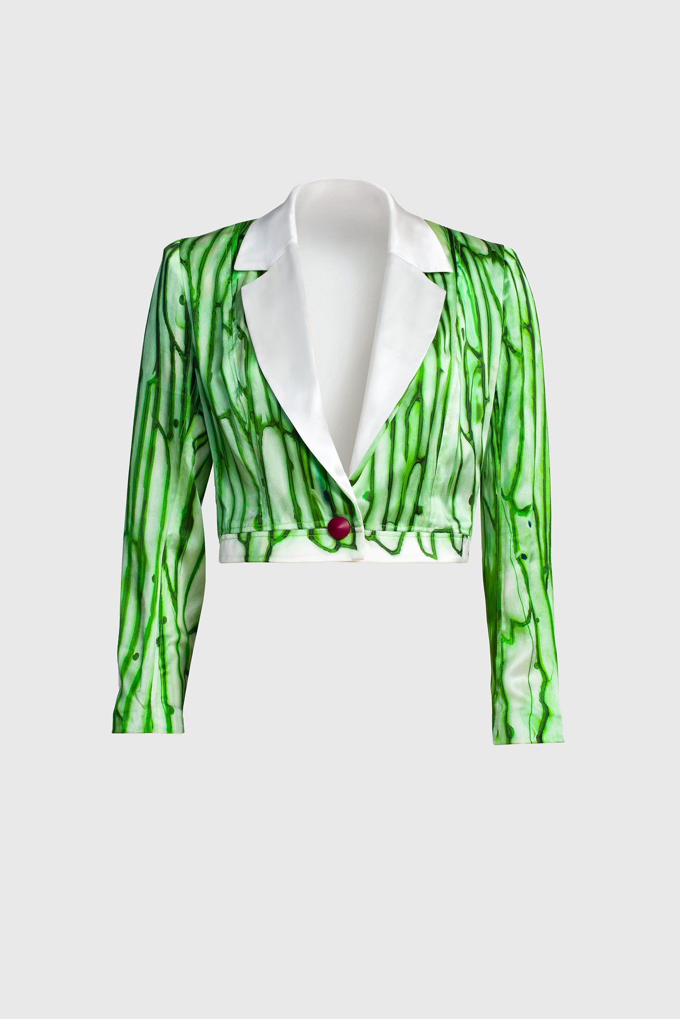 Printed Silk Jacket - Amoeba Green