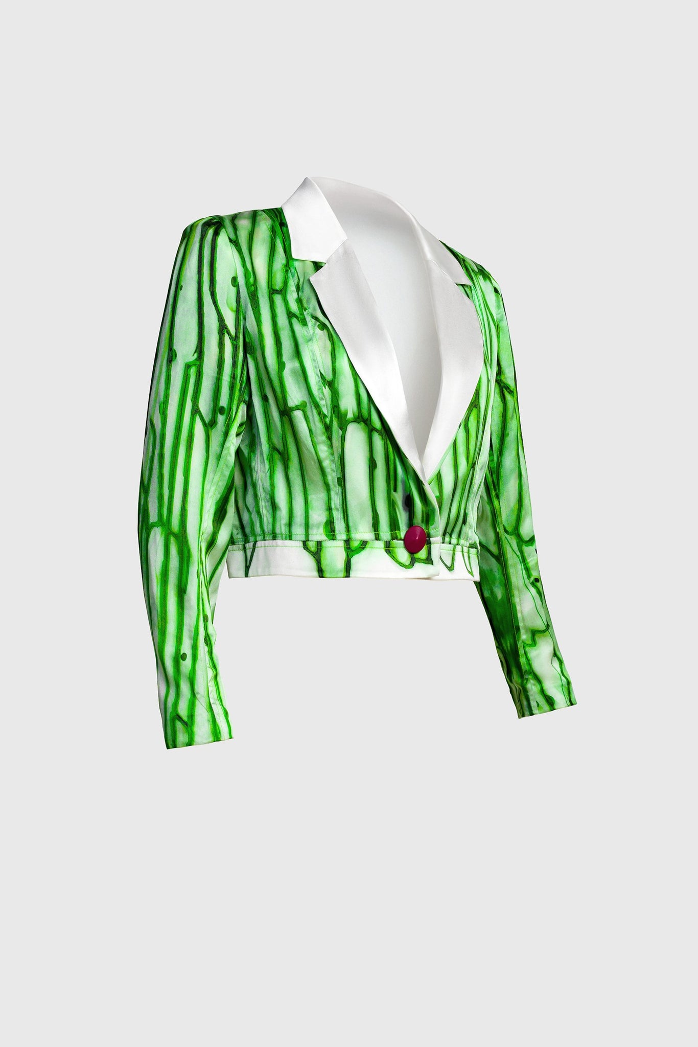 Printed Silk Jacket - Amoeba Green