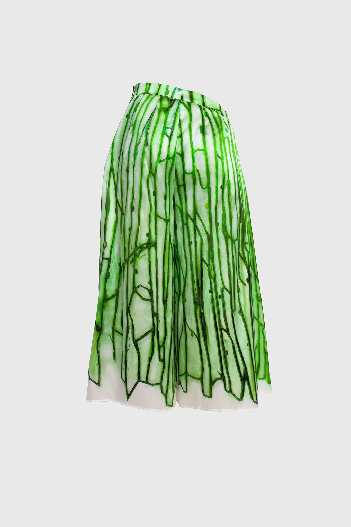 Amoeba Green Silk 'V' Culottes Trousers