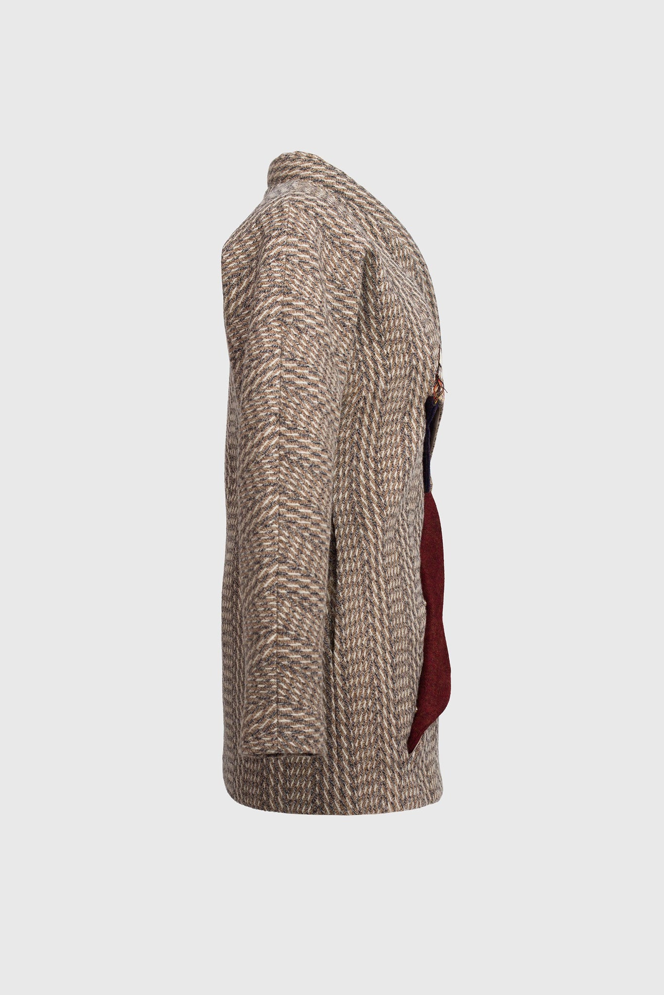 Face Short Coat - Herringbone Cashmere & Virgin Wool