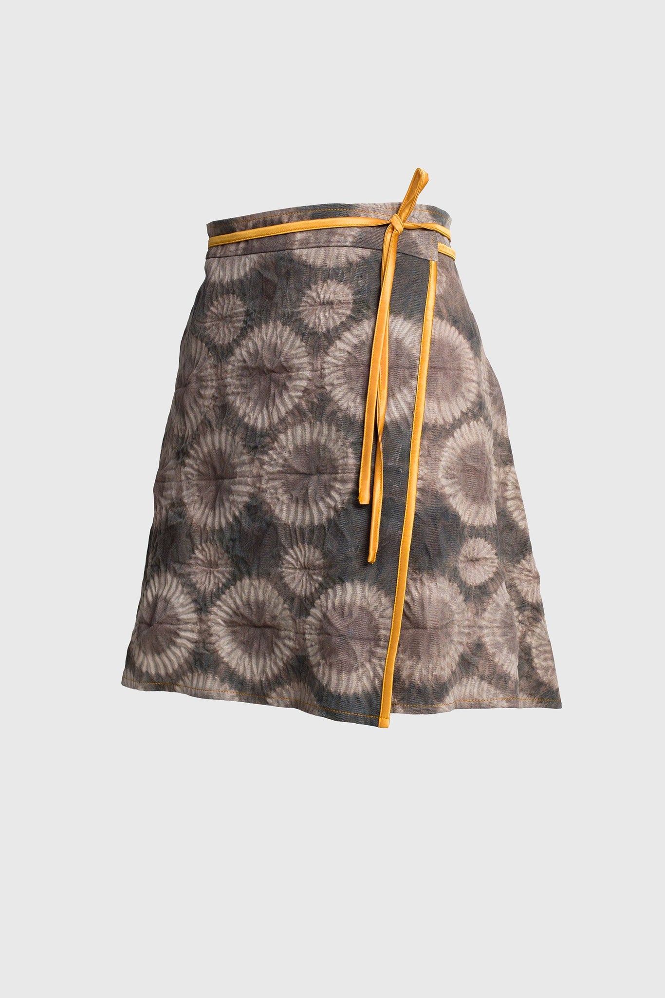 Shibori Wrap Skirt - Brown and Blue