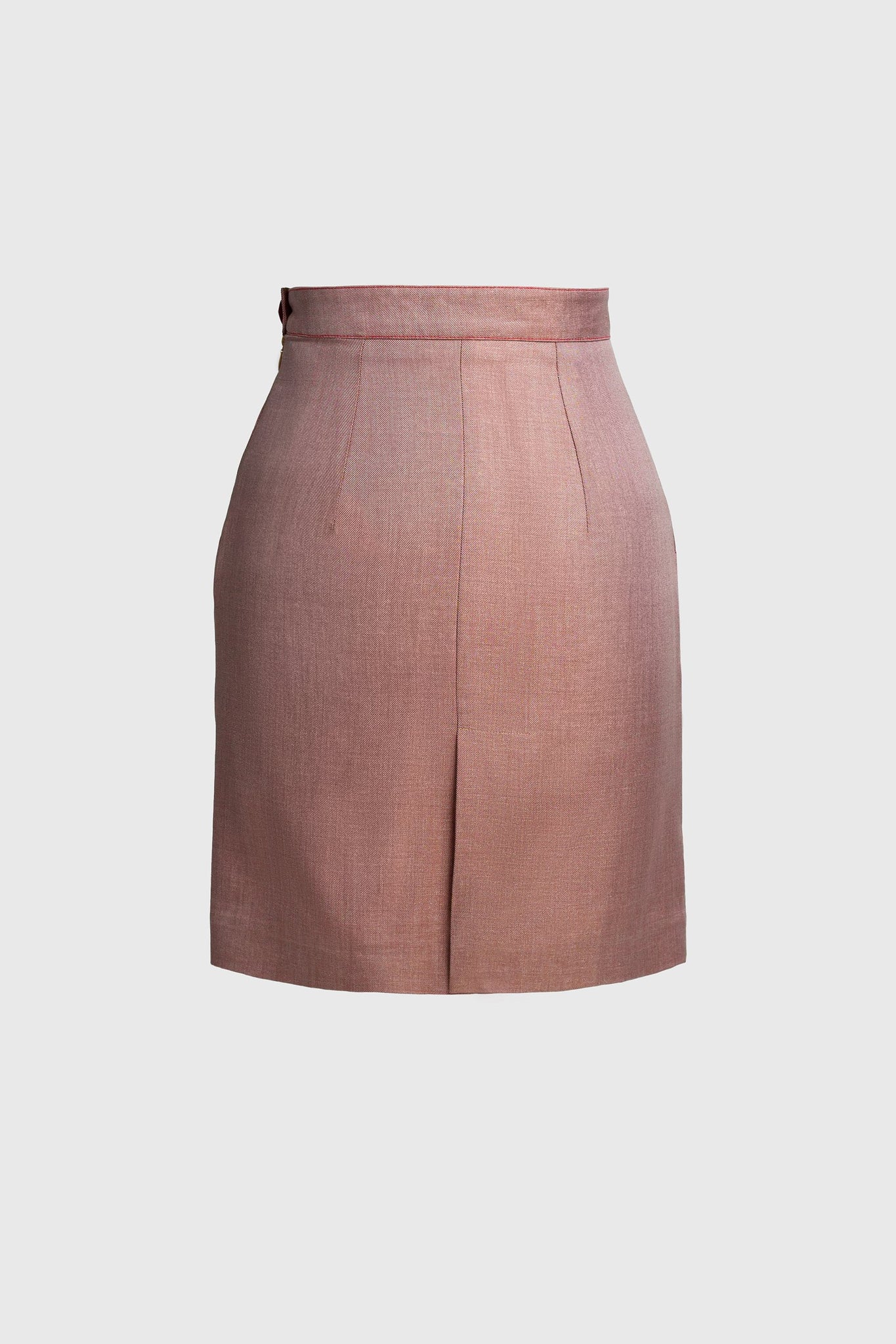 Pink-Cinnamon Silk Pencil Skirt