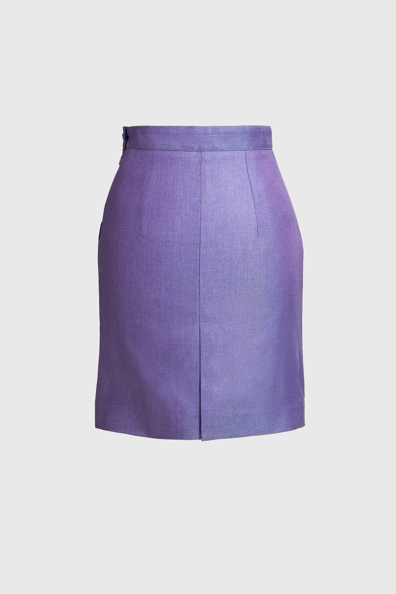 Purple-Blue Silk Pencil Skirt