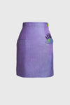 Purple-Blue Silk Pencil Skirt