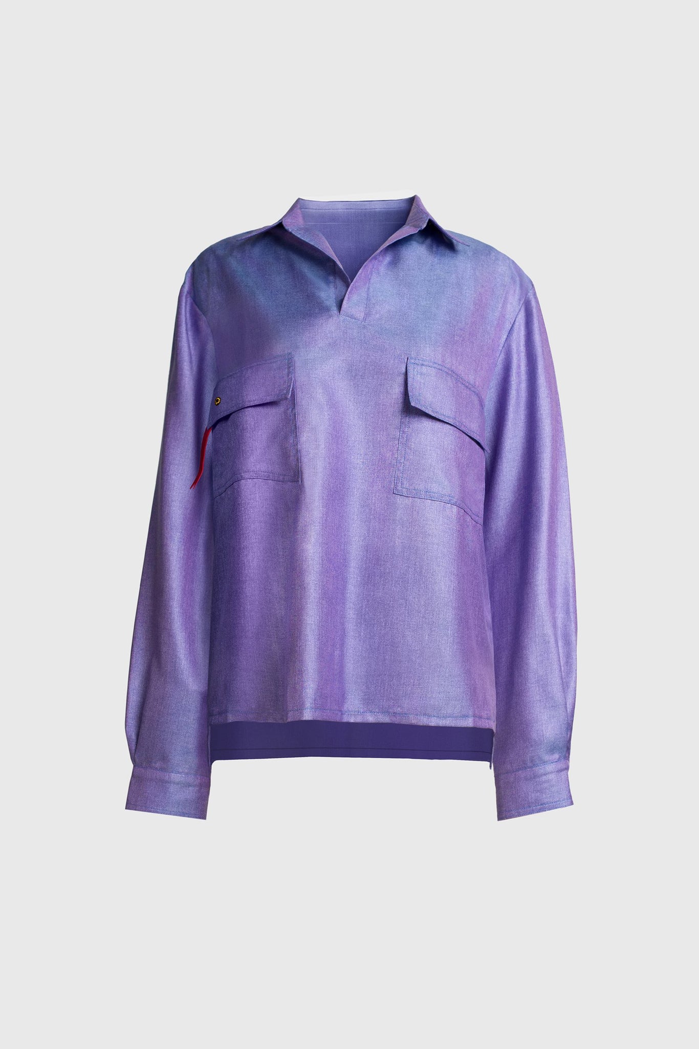 Loose Fit Woven Silk Purple Blue Shirt