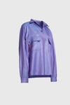 Loose Fit Woven Silk Purple Blue Shirt