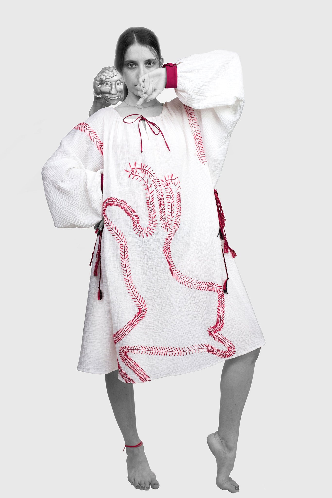 Red Dancer Dress - White