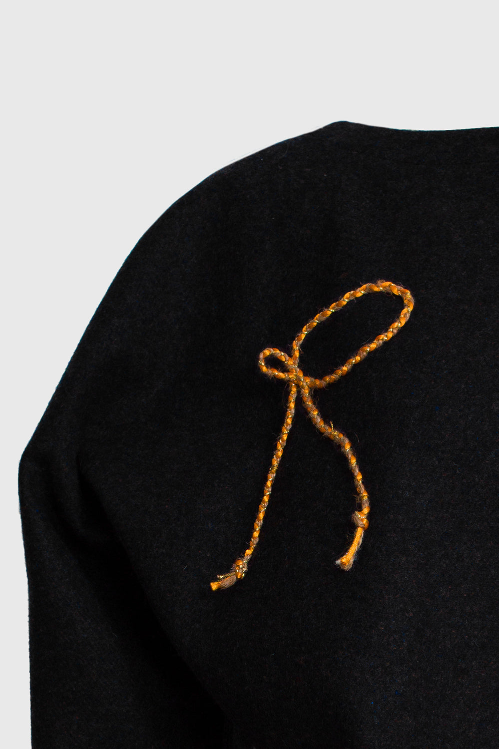 women's sweater with feminine embroidery, gold and orange thread, delicate and subline