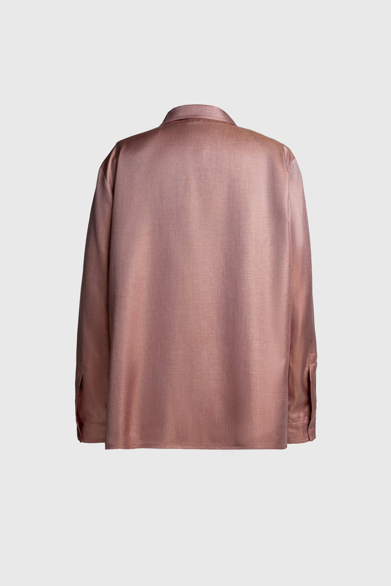 Loose Fit Woven Silk Cinnamon Pink Shirt