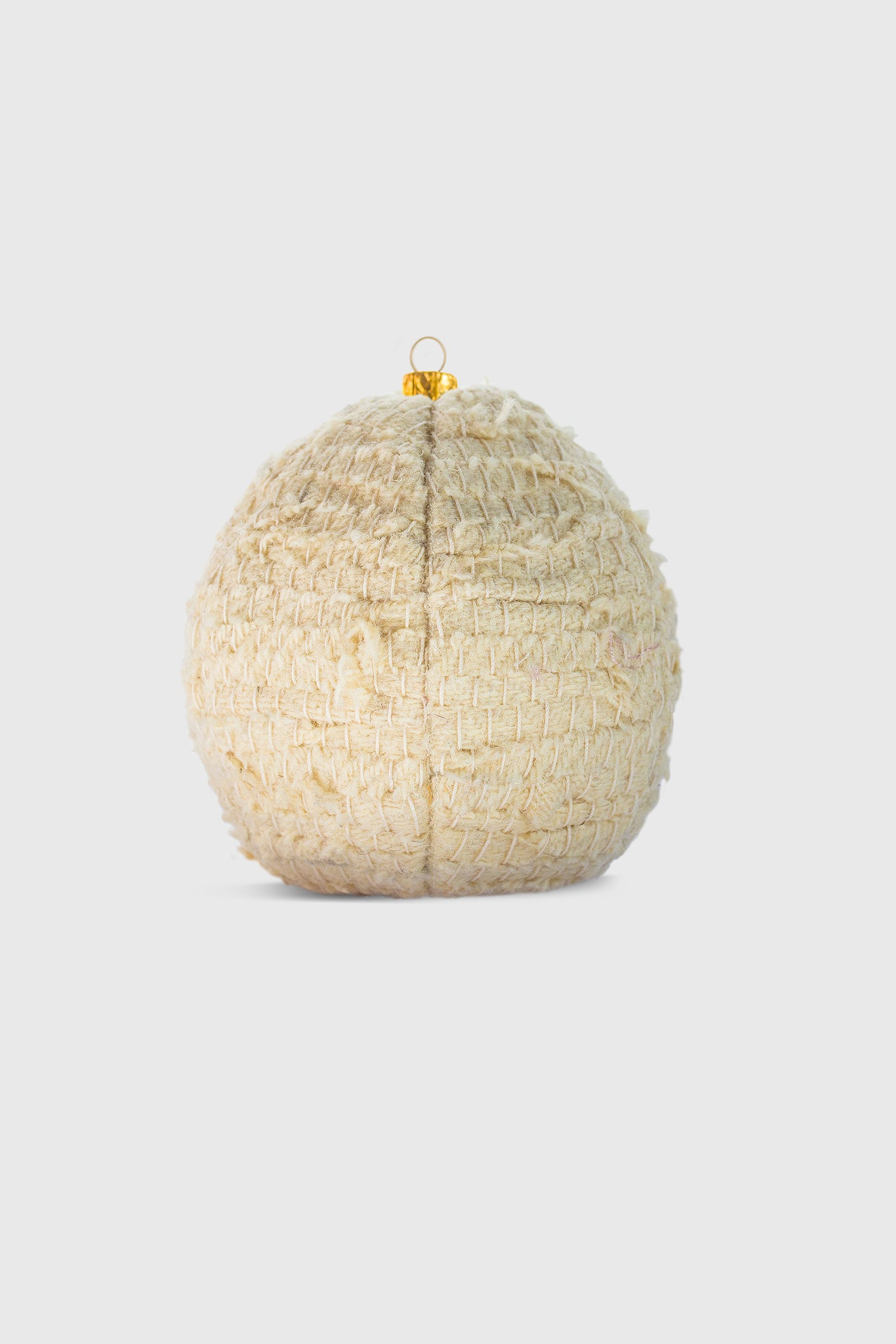 Ruxandra, organic shaped globe, giant tree ornament, crafted in textile, woven textile, 100% natural, pure white wool, undyed, classic style, Nordic,  beautiful