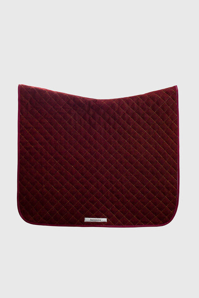 Horse saddle pad, crafted in virgin wool, beautifully chic and elegant, quilted with gold thread, dark blood red color, for horse riding competitions, eventing horse fashion, designed by Ruxandra