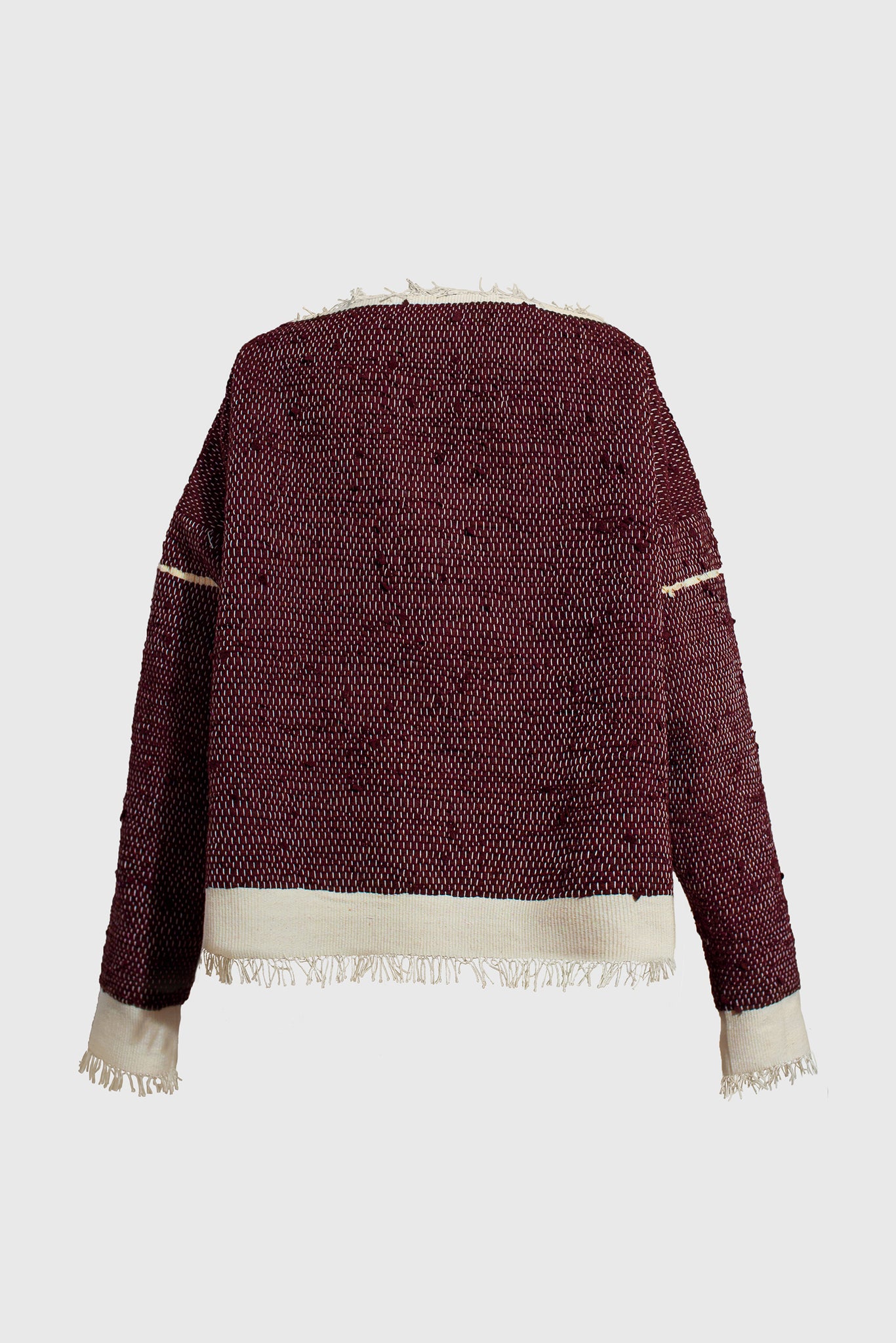 Virgin Wool sweater, knitwear and woven, super warm, handmade, meticulous, detailed, embroidery, blood red color, with butter white accents, perfect for Christmas outfits,, gifts, wearing at home, feel warm