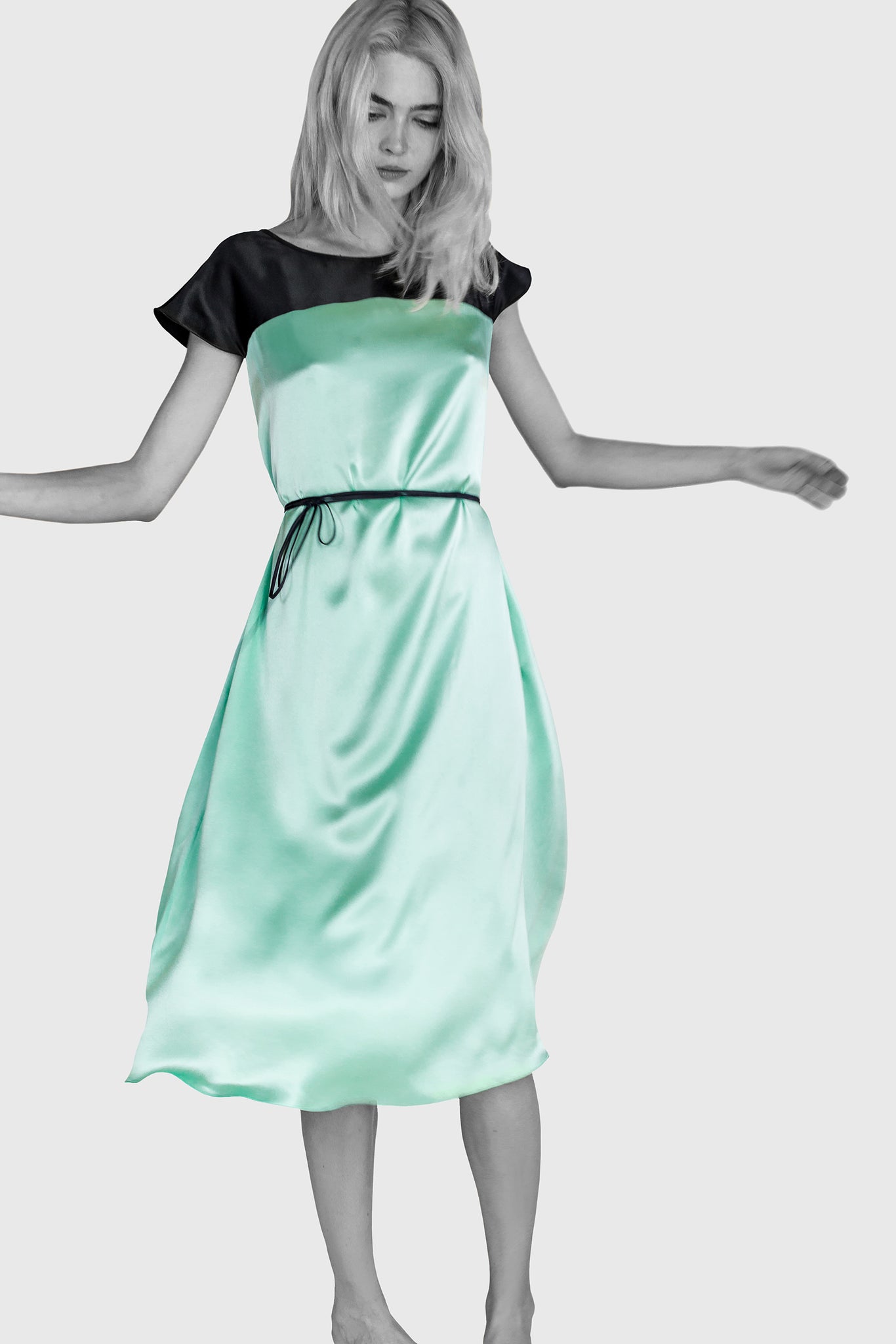 Two Tone Dress - Turquoise & Black Ruxandra Two Tone Dress - Turquoise & Black Ruxandra